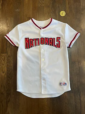 Washington Nationals  MLB Baseball White  Majestic Jersey Youth Large • $22.84