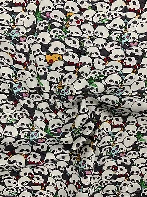 12 Metre Bolt Baby Panda Kawaii Cartoon Bears Printed 100% Cotton Craft Fabric • £24