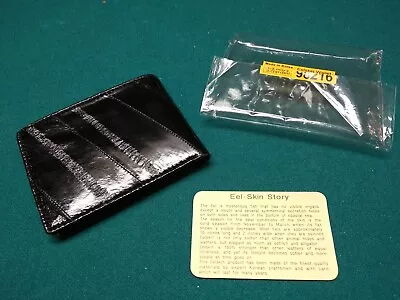 Vintage Men's Genuine Eel Skin Leather Bifold Credit Card Wallet Black Korea • $15