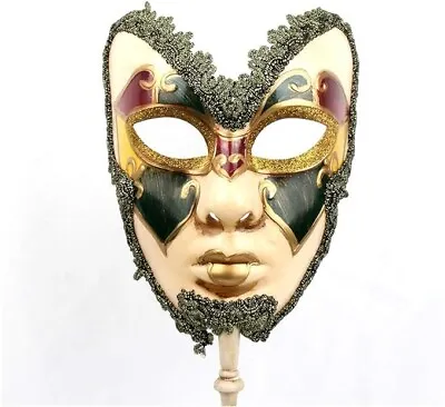 Venetian Style Handmade Mask On Stick / Masquerade Ball / Handheld Mascarade • £13.09