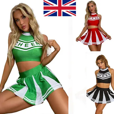 Women Cheerleader Costume Sexy Fancy Dress School Crop Top Skirt Uniform Set • £20.39