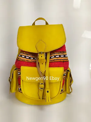 Bohemian Leather Backpack Carpet Backpack Boho Shoulder Bag Purse Bucket Bag • $64