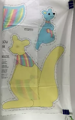 Kangaroo Mama & Baby Roo Cut & Sew Plush Animal Fabric Panel Pastel Rainbow Room • $8.99