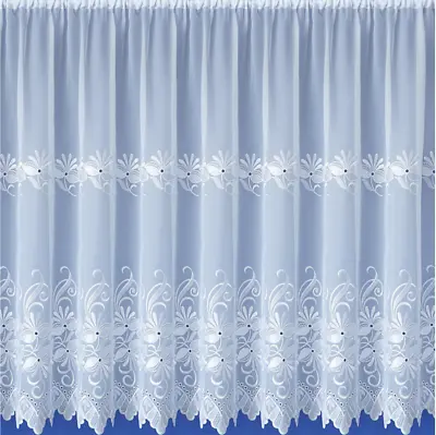 Alina Embroidered White Voile Lace Net Curtain - Free Postage - Sold By Metre - • £9.99