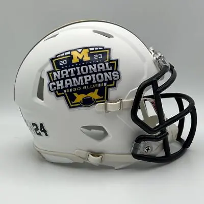 Michigan Wolverines CUSTOM Matte White 2023 National Champs Mini Football Helmet • $65