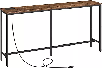 Console Table With Power Outlet 63  Narrow Sofa Industrial Entryway Behind Couc • $152.88