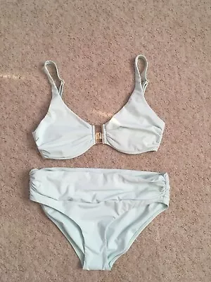 New MELISSA ODABASH Bel Air Embellished Ruched Bikini Set Mint Green/gold UK 12 • £99.99