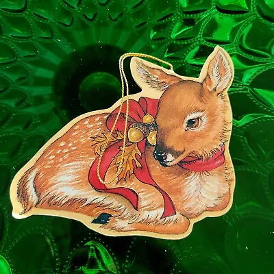 Vintage DEER Die Cut Wood Christmas Ornament 4  • $5