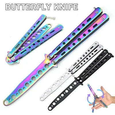 Rainbow Butterfly Comb Knife Metal Folding Practice Trainer Training Tool AU • $7.70