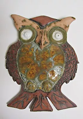 Terracotta Clay Pottery Handcrafted Owl Wall Hanging Plaque Vintage 11  Tall • $27.95