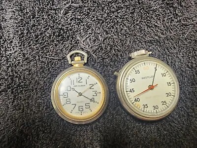 Vintage Westclox Stop Watch Wind Up Made In USA Pocket Stopwatch & Milan Pocke • $11.99