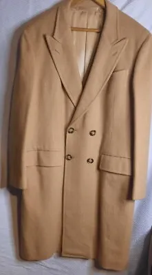$180 • Buy Vtg Pure Camel Hair Long Coat Double Breasted  Made In England Mens XXL 46/48