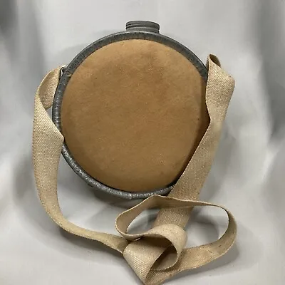 Museum Quality Very Old Canvas & Metal Canteen Marked USS 2 Qt With Strap • $150