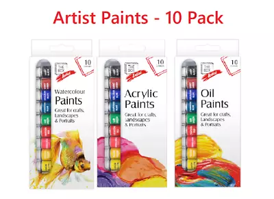 Artist Watercolour Oil Acrylic Paints - 10 Pack For Crafts Landscape Portraits • £2.99