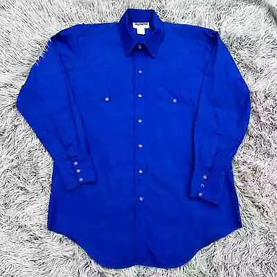 Mondiki Quality Square Dance Clothing Snap Front Long Sleeve Shirt Blue Mens L • $29