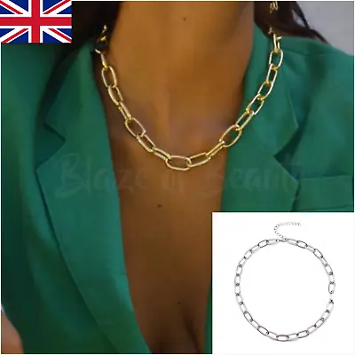 £4.59 • Buy Statement Necklace Chunky Chain Silver Gold Ladies Fashion Jewellery Costume UK