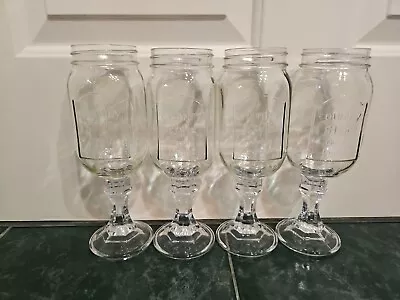 Set Of 4 -Mason Jar Wine Glasses - 16 Oz. Pedestal Stem Funny Country Style  • $34.95