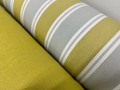 Ticking Stripe Fabric Upholstery Linen 140 Cms Wide Curtains Blinds By Romo Lime • £2.99