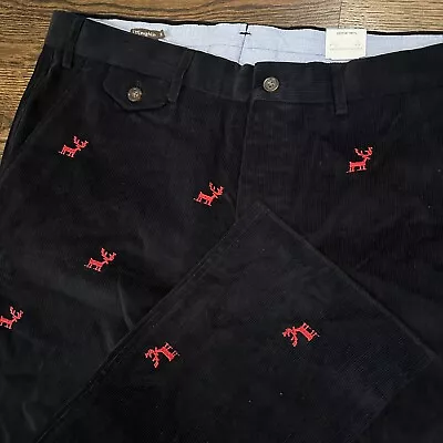 NEW J. McLaughlin Christmas Thoreau Reindeer Black Corduroy Pants Men's Sz 36x35 • $59.99