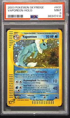 2003 Pokemon Skyridge H31 Vaporeon Holo Rare Pokemon TCG Card PSA 9 • $500