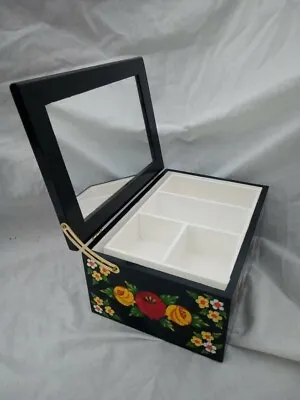 £25 • Buy Black Roses And Castles Hand Painted Wooden Jewelry / Vanity Box Barge Ware #01