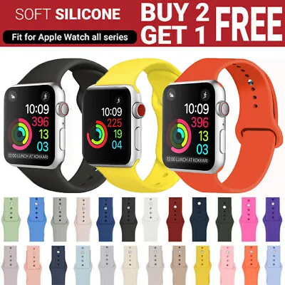 $2.99 • Buy For Apple Watch Band Silicone Strap 1 2 3 4 5 6 7 8 SE Sport 40/41/42/44/45/49mm