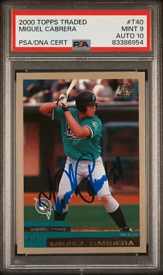 2000 Topps Traded #T40 Miguel Cabrera Auto Signed RC Card PSA DNA 9 10 • $750