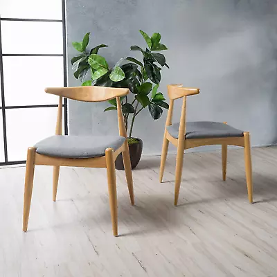 Francie Fabric With Oak Finish Soft Foam Dining Chairs 2-Pcs Set Grey / Oak • $151