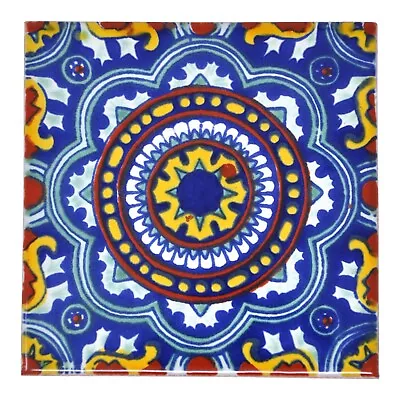 Katia - Handmade Mexican Ceramic Talavera Large 10.5cm Tile Ethically Sourced • £1.99