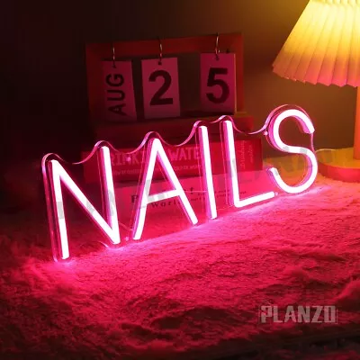 Planzo NAILS Neon Sign Light LED Gift Girl Lady Wall Decor Spa Beauty Salon USB • $28