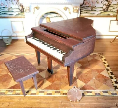 Vintage Dollhouse Miniature Sir Tom Thumb Piano & Stool   Rare  Scale 1:12   • $39.99