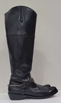 Fry Tall Riding Boots 77775 Inside Zip Black Leather Womens Sz.55 B • $99.99