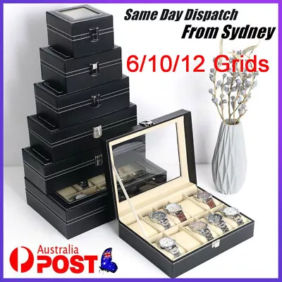 12 Grids Watches Box Leather Gift Storage Case Jewelry Display Organizer Holder • $16.59