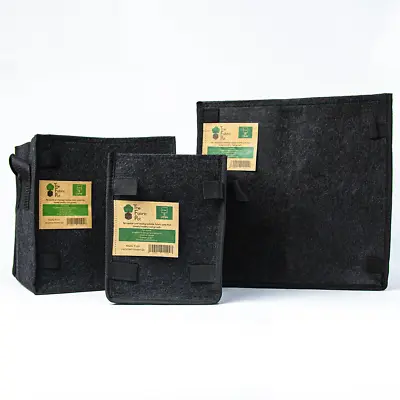 Black Square Fabric Root Pot Bag 5 12 15 20 25 30L Litre Root Boosting Gardening • £4.59