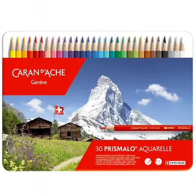 Caran D'Ache Prismalo Water Soluble Colour Pencils 30 Metal Tin Set Aquarelle • £66.69