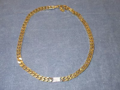 Vintage Necklace By LES BERNARD INC - Gold Tone W/ Clear RHINESTONES - 16 In • $10