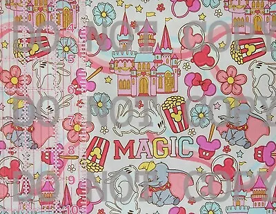 Custom 100% Cotton Woven Fabric Disney Castle Magic By The 1/4 Yard 9x56 • $5.49