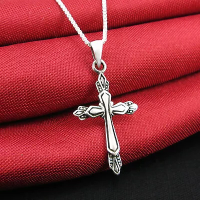 Victorian Style Cross Pendant; 925 Sterling Silver - Choice Of Chains • $17.07