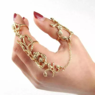 Leaf Flower Finger Ring Harness Hand Chain Party Wedding Jewellery UK • £4.49