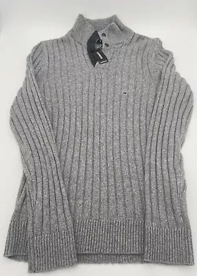 Express Men's Sweater XS Knit Pullover Gray Quarter Button • $21