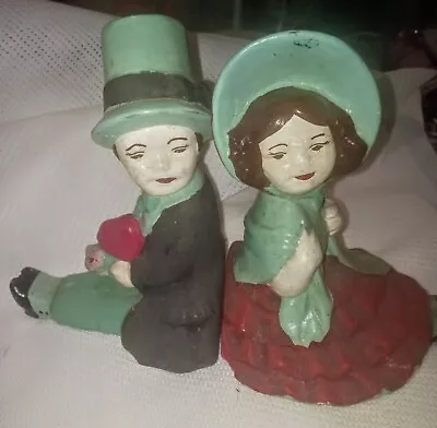 Vintage Boy & Girl Chalkware Bookend Figures 6 Inches Tall • $20