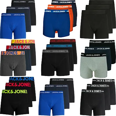 Jack & Jones Underwear Mens 3 Pack Trunks Cotton Briefs Boxer Shorts Black • £9.99