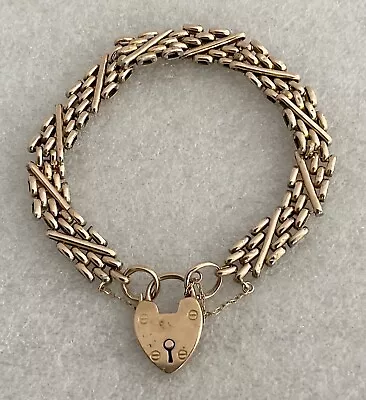 9ct Gold Unusual Antique 5 Bar Gate Bracelet Robert Pringle 12.7 Grams 7.5” • £340