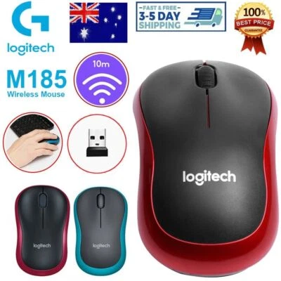 Logitech M185 Wireless Optical Mouse + USB Receiver Fit Compact PC Laptop Mouse • $11.99