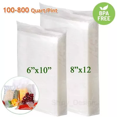 Quart 8 X12  Pint 6 X10  Embossed Vacuum Sealer Bags Food Saver Storage 4 Mil • $20.94