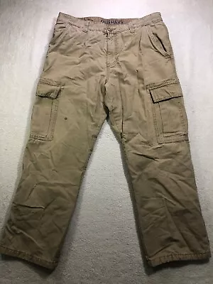 Old Navy Flannel Lined Cargo Pants Mens 36x30 Khaki Workwear * • $24.89