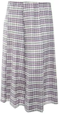 Check Print A Line Panel Skirt Lilac Black White Full Elastic Waist Womens Plus • £6.97