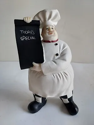 Italian Master Chef Holding Chalkboard Statue French Bistro Design Figurine 8  • $25