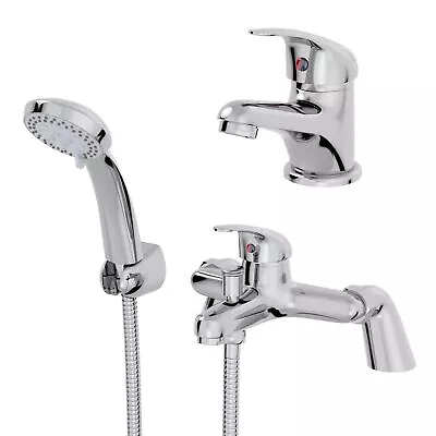 £46.97 • Buy Bathroom Taps Set Modern Mono Basin Sink Mixer Bath Filler Shower Mixer Chrome