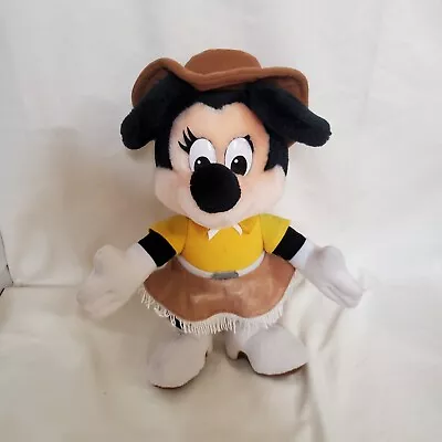 Vintage Disney Parks Minnie Mouse COWGIRL Cowboy Hat Boots Plush Doll 11.5” • $23.52